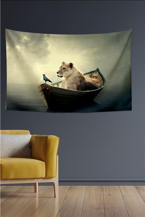 Vagonik Surreal Kaplan Ve Karga Duvar Örtüsü Halısı 150 X 100 Cm