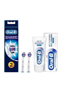 OralB Diş Fırçası Yedek Başlığı Pro White 2 Adet + 50 ml Diş Macunu