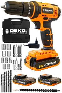 DEKOPRO POWER TOOLS Alman 58 V 5 Ah Darbeli Metal Şanzuman Çift Akü Şarjlı Vidalama Matkap 24 Parça