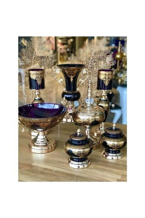 EVRA Cam Salon Seti 7 Parça Konsol Takımı Mor Renk