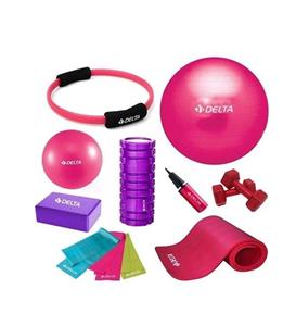 Delta 55-20cm Pilates Topu 10mm Minderi Foam Roller Yoga Blok Set