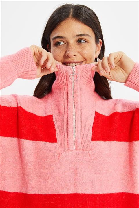 TRENDYOLMİLLA Pembe Fermuarlı Triko Kazak TWOAW22KZ0424