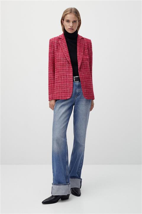 Massimo Dutti Kırmızı Dokulu Örme Takım Blazer