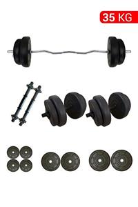 Tedarikcenter 35 Kg Dambıl Halter Yaylı Z Bar Set Vidalı Fitness Dumbell Ağırlık Seti Vücut Geliştirme Aleti