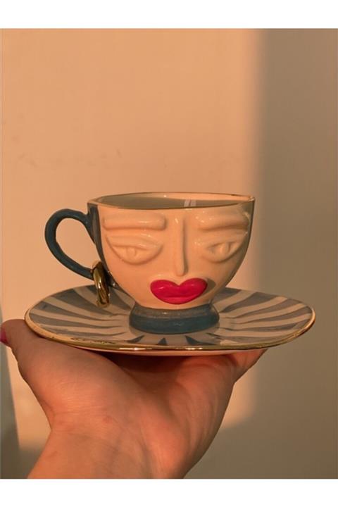 TodAndCo Bej Rukiye Double Kiss  Çay Fincanı