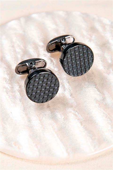 BAY AKSESUAR Kabartma Petek Desen Kol Düğmesi