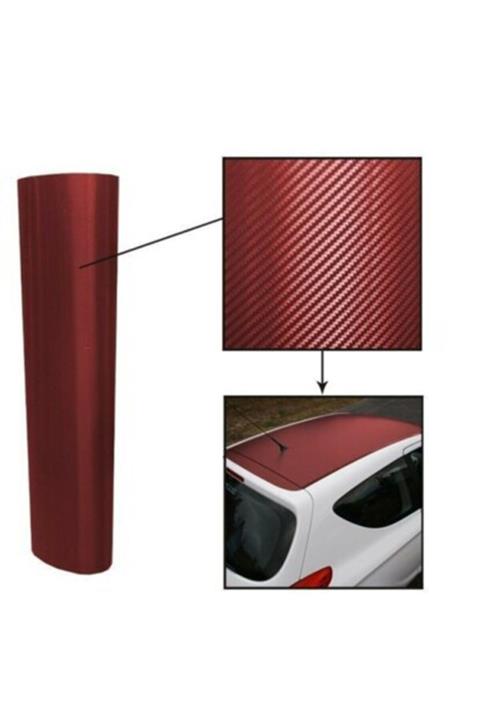 BOZMET 3d Bordo Karbon Folyo 152cmx30cm Hava Kanallı Araç Kaplama Folyosu