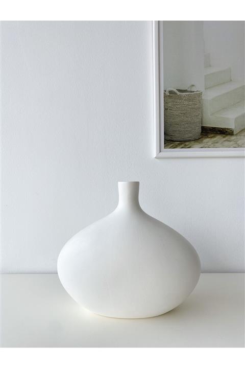 RULİNA Platy Xl Seramik Vazo (BEYAZ)