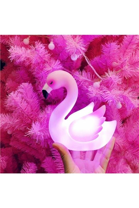 İstoc Trend Led Işıklı Pembe Kuğu Gece Lambası Masaüstü Bebek Odası Gece Lambası