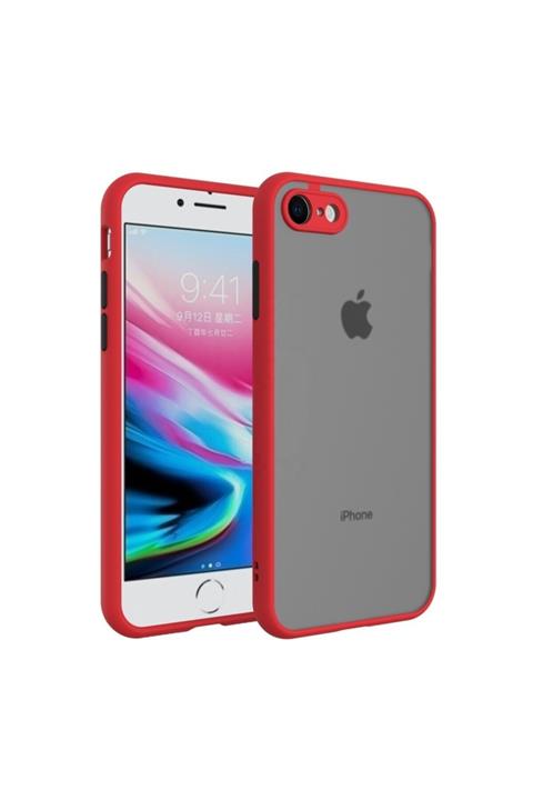 Teknoçeri Iphone 7g / 8g / Se 2020 Kenarları Renkli Kamera Korumalı Transparan Kılıf