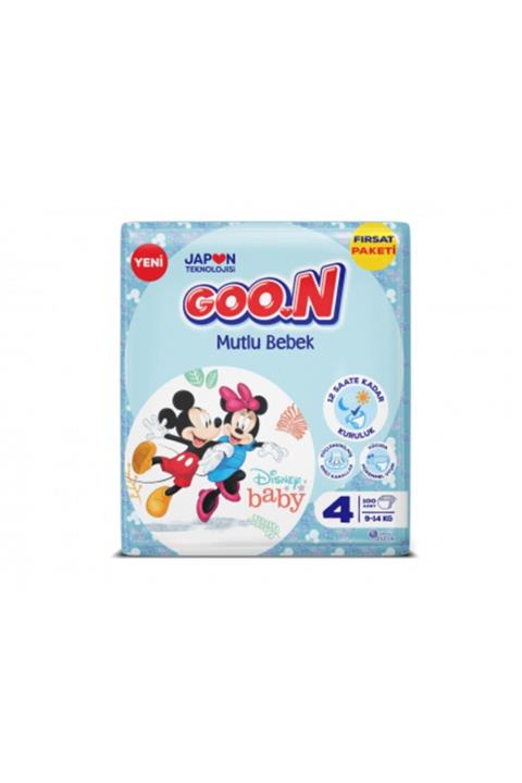 Goo.n Goon Mutlu Bebek Bant Bebek Bezi 4 Numara Aylık Paket 100 Adet
