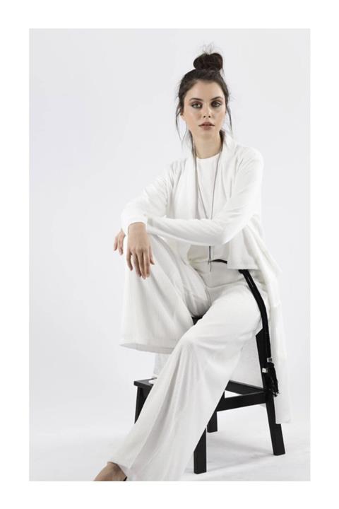 miaruj Beyaz Triko Ithal Astarlı Pantalon Ceket Takım