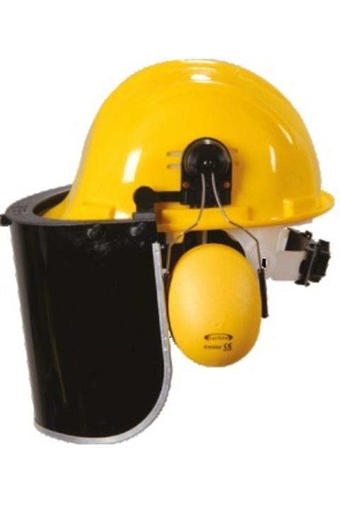 Essafe Vidalı Baret + Kulaklık + Yeşil Siperlik