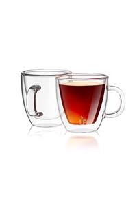 cuppin Çift Cidarlı Kulplu Çay Bardağı Kupası Fincanı 2’li Set 150ml