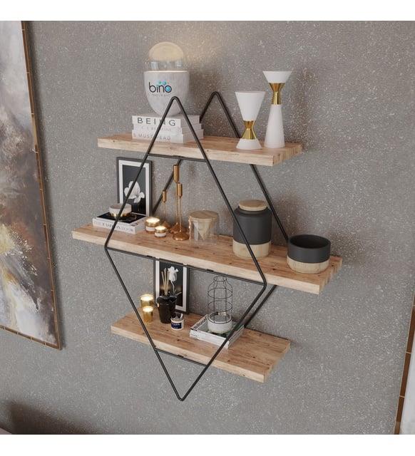 Bino Black Büyük Boy Prizma Duvar Rafı Mutfak Banyo Rafı Kitaplık