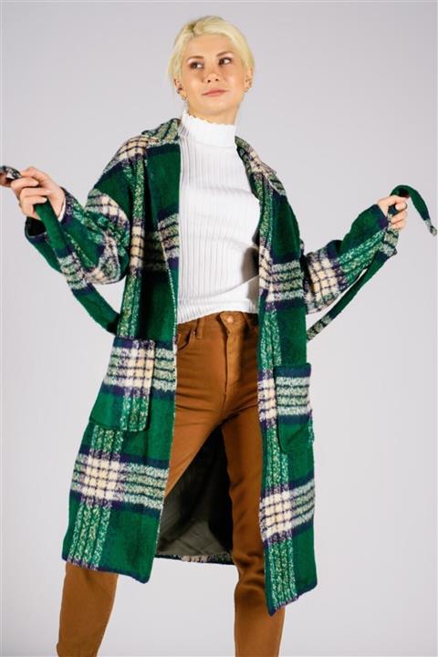 PRANGA Içi Astarlı Kuşaklı Kaban-yeşil