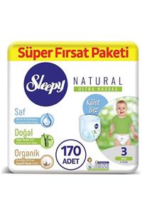 Sleepy Natural Külot Bez 3 Numara Midi Süper Fırsat Paketi 170 Adet