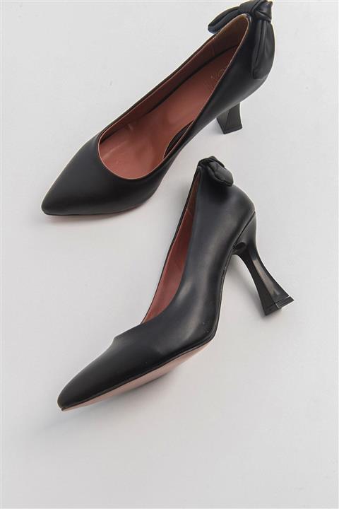 Luvi Fuego Siyah Cilt Kadın Topuklu Ayakkabı