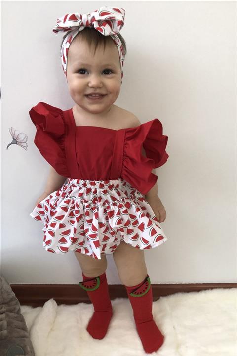 Babyhümas Karpuz Desen Slopet Ve Bandana Takımı