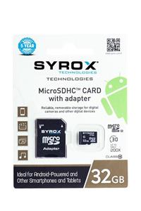 Syrox 32 Gb Class 10 Microsd Adaptörlü Hafıza Kartı