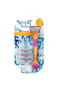 Gillette Simply Venus 3 Tıraş Makinesi + 3 Yedek Tıraş Bıçağı