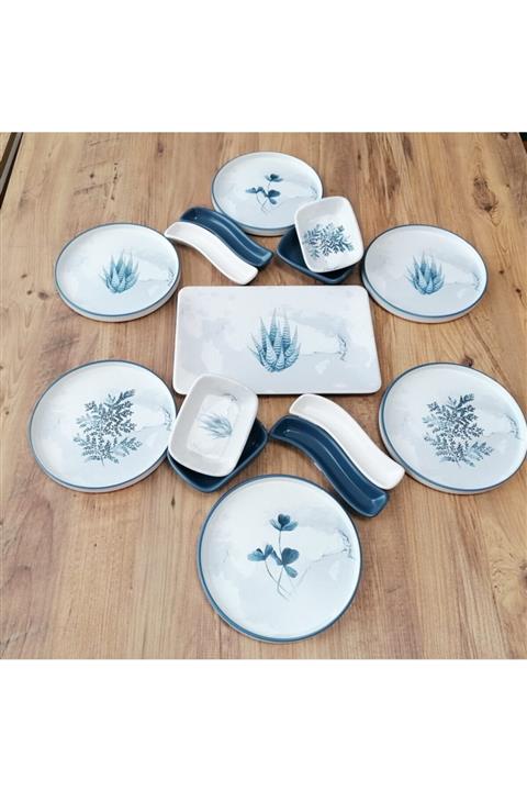 Keramika Takım Kahvaltı 15 Parça 6 Kişilik Blue Magic Stackable