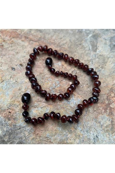 Kehribarist Kehribar Bebek Kolyesi Vişne Rengi Sertifikalı