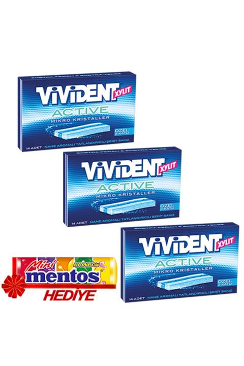 Vivident Cüzdan Actıve Nane '' 3 Adet '' (mentos Mini Hediyeli)