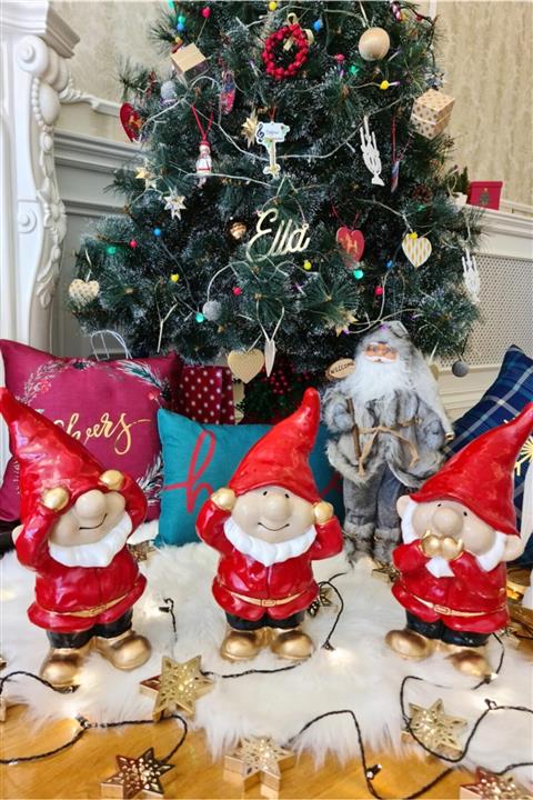 Ella's Design Studio Noel Baba Heykel Seti Noel Cüce Heykelleri Yeni Yıl Heykeli