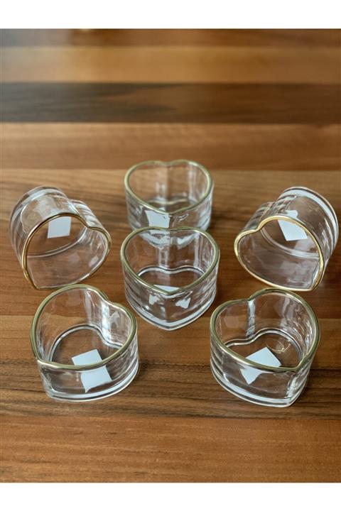 AROW Kalp Şeklinde Cam Çerezlik  6'lı