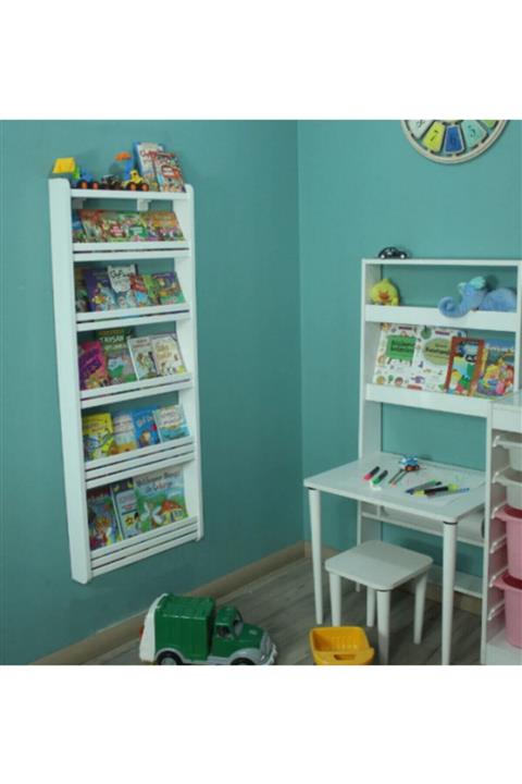 Mihenk Rüya Montessori Kitaplık Çocuk Odası Kitaplığı 5 Raflı
