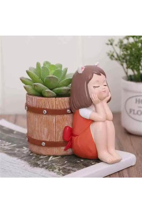 yıldız bijuteri Sırtı Küfeli Kız Biblo Sukulentlik