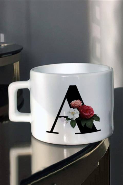 Hediyexpres A Harfli Şık Baskılı Beyaz Çay-kahve Fincanı