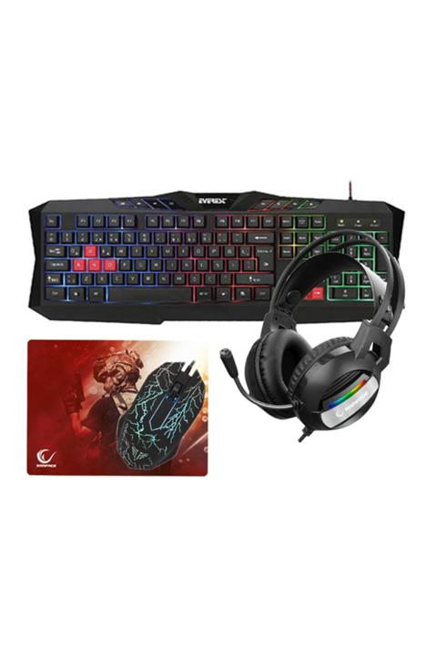 Rampage Km-472 Crazytrend 4'lü Klavye Mouse Kulaklık Mousepad Set