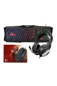 Rampage Km-472 Crazytrend 4'lü Klavye Mouse Kulaklık Mousepad Set