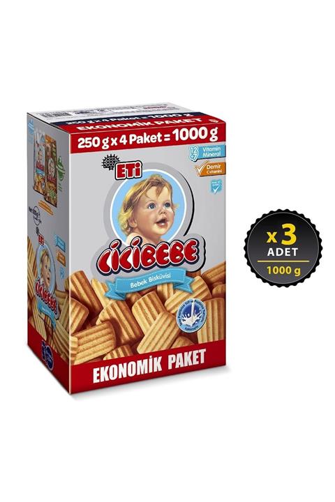 Eti Cicibebe Bebek Bisküvisi 1000 g x 3 Adet