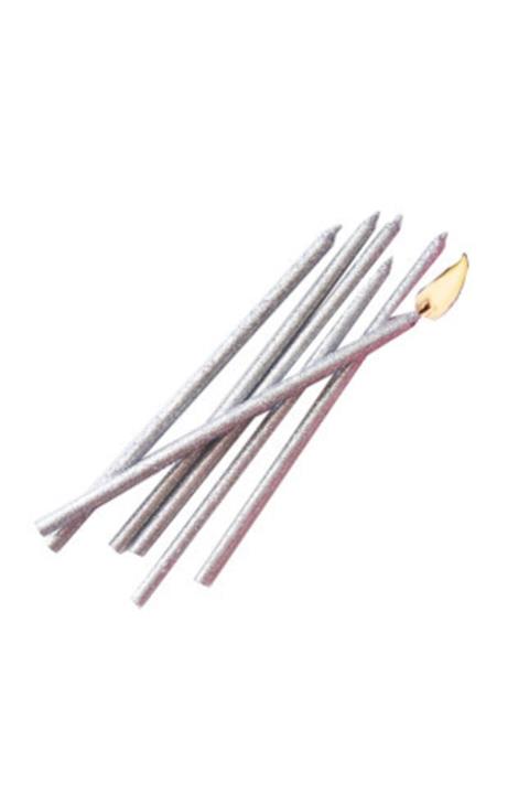 velomy Sönmeyen Gümüş Simli Mum 14 Cm