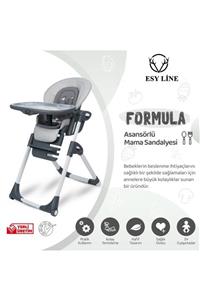 ESY LİNE Lüx Katlanır Tekerlekli Bebek Mama Sandalyesi Gri