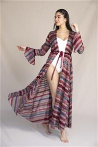 alase Bordo Zigzag Kimono