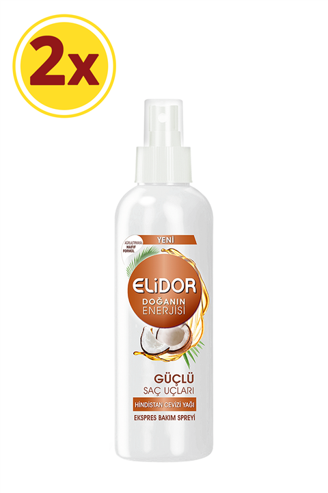 Elidor Express Saç Bakım Spreyi güçlü Saç Uçları Hindistan Cevizi Yağı 210 ml  x 2