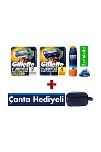 Gillette Fusion Proglide Yedek Bıçak 4'lü + Power 2'li + Tıraş Jeli 200 ml