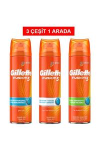 Gillette Fusion Ultra Nemlendirici + Serinletici Hassas 200ml Tıraş Jeli 3 Çeşit 1 Arada