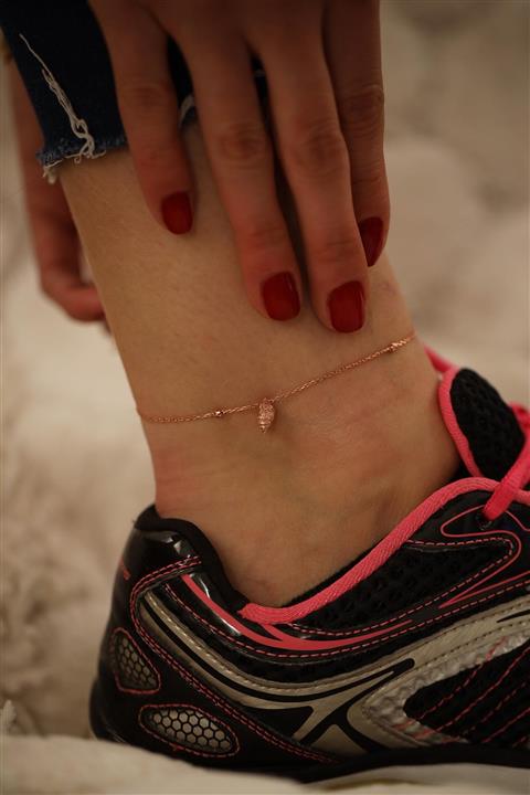 İzla Design Kadın Deniz Kabuğu Model Rose Kaplama Gümüş Halhal İZLASLVR00205