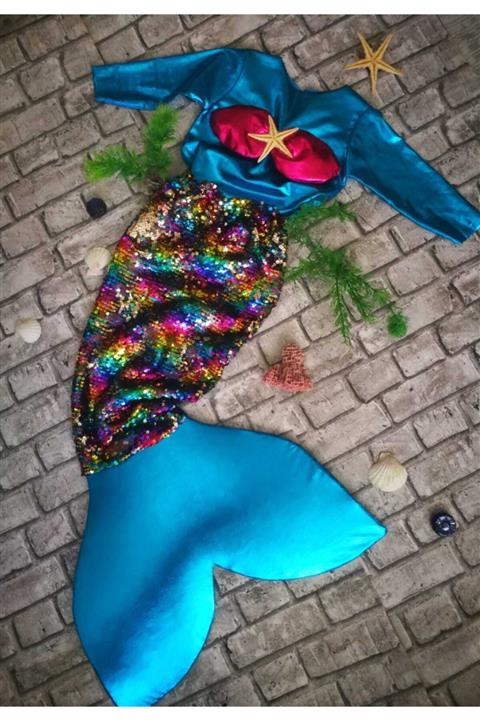 babysmile Kız Çocuk Mavi Deniz Kızı Kostüm