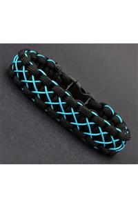 Apptakı Siyah Turkuaz Paracord Bileklik - Par0064