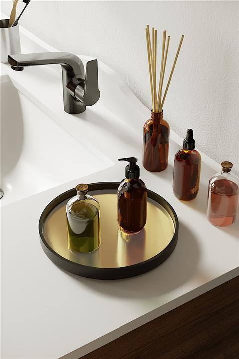 LİLLA HOME Gold Yuvarlak Takı Mutfak Makyaj Banyo Düzenleyici Organizer