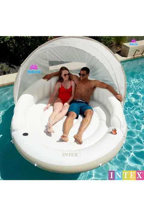 hediyecik Intex Gölgelikli Konforlu Lüks Ada Dev Boy Şişme Havuz Ve Deniz Yatağı 199x150 Cm