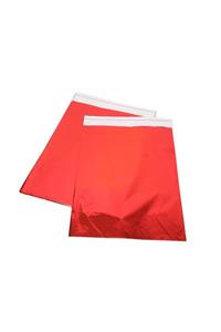 PAKETPARTİ Ağzı Bantlı Metalize Hediye Paketi Kırmızı 17x25 Cm (50'li)