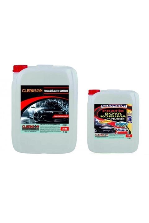 CLERKSON Konsantre Fırçasız Oto Şampuanı 20 kg + Geçici Bir Süre 5 kg Wax