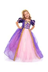 PeoniaKids Rapunzel Kız Çocuk Elbise Taçlı Pelerinli Tarlatanlı Rapunzel Kostüm Disney Kostüm